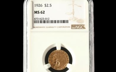 1926 $2.50 Gold Indian Head Quarter Eagle, NGC MS62