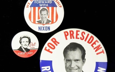 1964? Richard & Pat Nixon Campaign Pins (3)