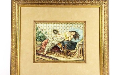 19th C. Orientalist Watercolor of Woman Signed Simonetti