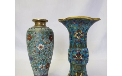 19th Century Oriental Bronze Vases Champleve