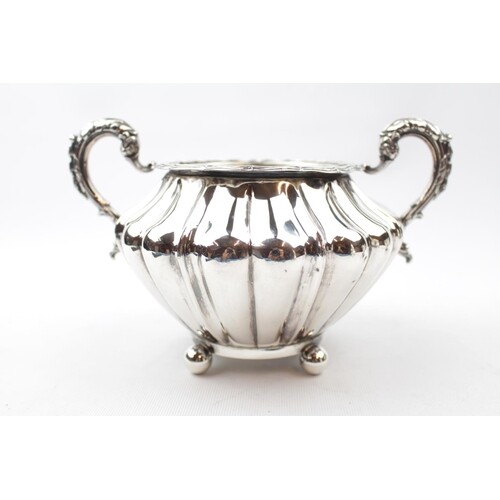 19thC Victorian 2 handled Silver Sucrier of bombe form with ...