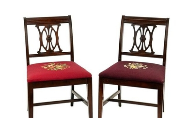 (2) Pair of Petit Point Seat English Style Side Chairs
