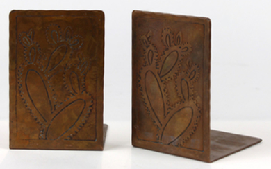 Pair of Arts and Crafts Harry Dixon hammered copper bookends