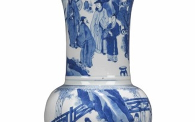A CHINESE BLUE AND WHITE PHOENIX-TAIL VASE, KANGXI PERIOD (1662-1722)
