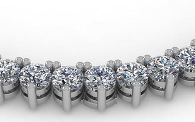 25 ctw 3 Prong Graduated Diamond Riviera Necklace 14K White Gold
