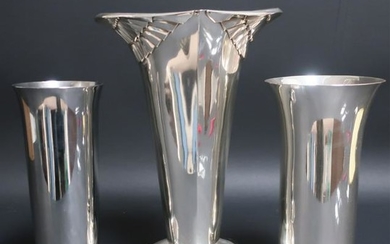 3 Art Deco Silverplate Vases