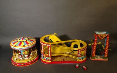 3 J. Chein Tin Litho Toys, Inc. Two Carnival Toys