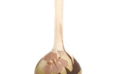 DAUM NANCY Vase gourde en verre multicouche brun...