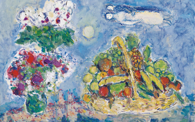 Marc Chagall (Russia/France, 1887-1985), Corbeille de fruits aux amoureux