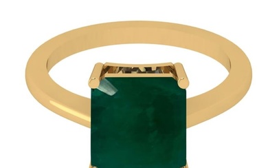 3.36 Ctw Emerald 18K Yellow Gold Solitaire Ring
