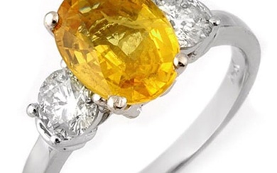 3.75 ctw Yellow Sapphire & Diamond Ring 14k White Gold