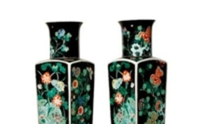 A PAIR OF CHINESE FAMILLE NOIRE 'FOUR SEASONS' VAS…