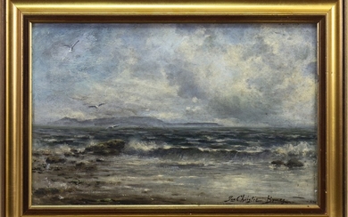 SEASCAPE, AN OIL BY JAMES CHRISTIE BRUCE