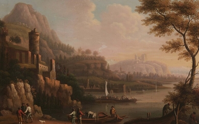 German School 18th century - Castle Ruins in a River Landscape