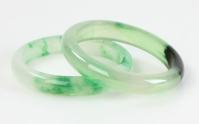 Two Jade-Colored Stone Bangle Bracelets