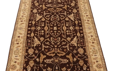 5'11 x 9' Hand-Knotted Afghan Persian Tabriz Area Rug, 2000s