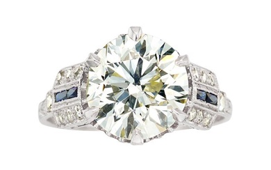 55218: Art Deco Diamond, Synthetic Sapphire, Platinum R