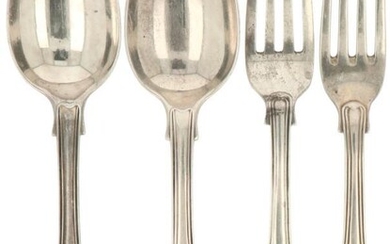 (6) piece set spoons en forks silver.