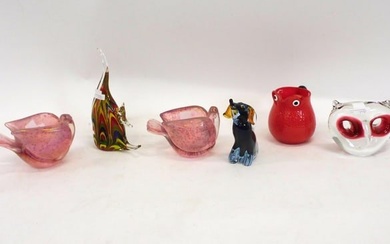(6) pieces blown Italian glass, to include pair