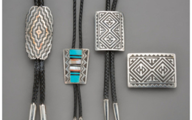 Four Navajo Jewelry Items c. 1990 including three...