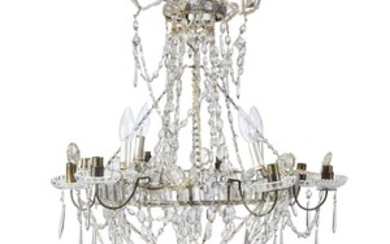 A Louis XVI style eight-light crystal chandelier 20th century...