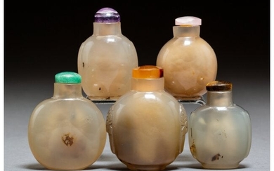 78018: A Group of Five Chinese Hardstone Snuff Bottles