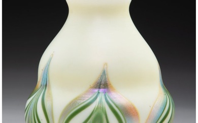 79018: Early Tiffany Studios Decorated Favrile Glass Va