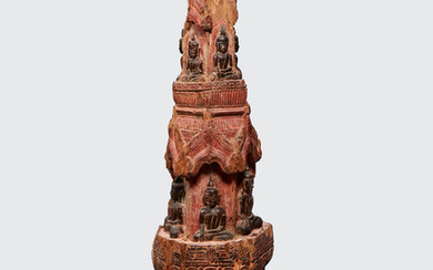 A polychromed wood stupa
