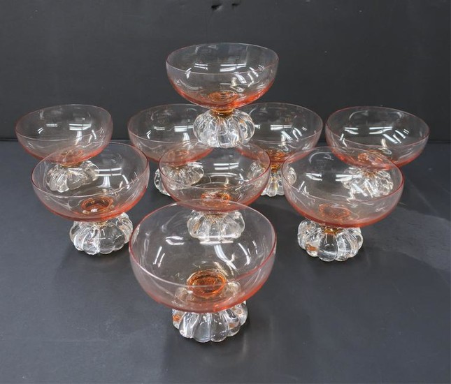 9 Amber & Clear Glass Compotes