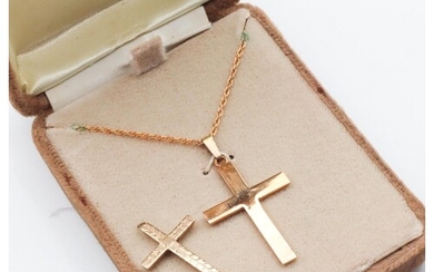 9 Carat Gold Crucifix Pendant Necklace Mounted on 9 Carat Go...