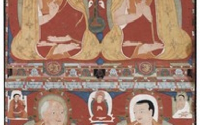 A THANGKA DEPICTING FOUR KAGYU MASTERS Tibet, Circa 1225
