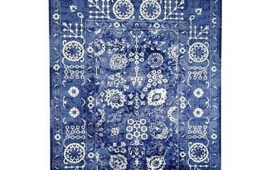 Hand-Knotted Wool and Silk Tone on Tone Tabriz Oriental
