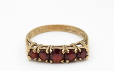 9ct gold vintage graduated garnet five stone ring, claw set ...