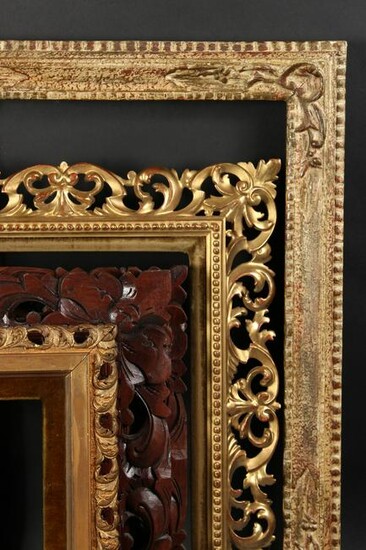A 19th Century Carved Florentine Frame. 13.5" x 11.25"