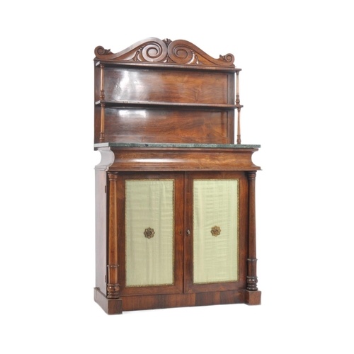 A 19th century Victorian rosewood chiffonier having a two ti...