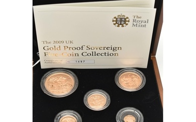 A 2009 ROYAL MINT GOLD PROOF FIVE-COIN COLLECTION, to includ...