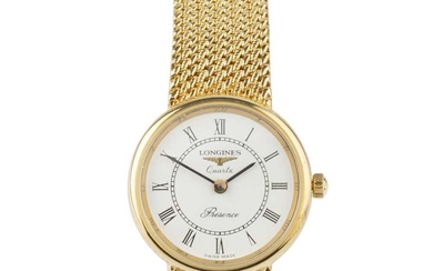 A 9ct gold Longines 'Presence' lady's wristwatch, with quartz movement...