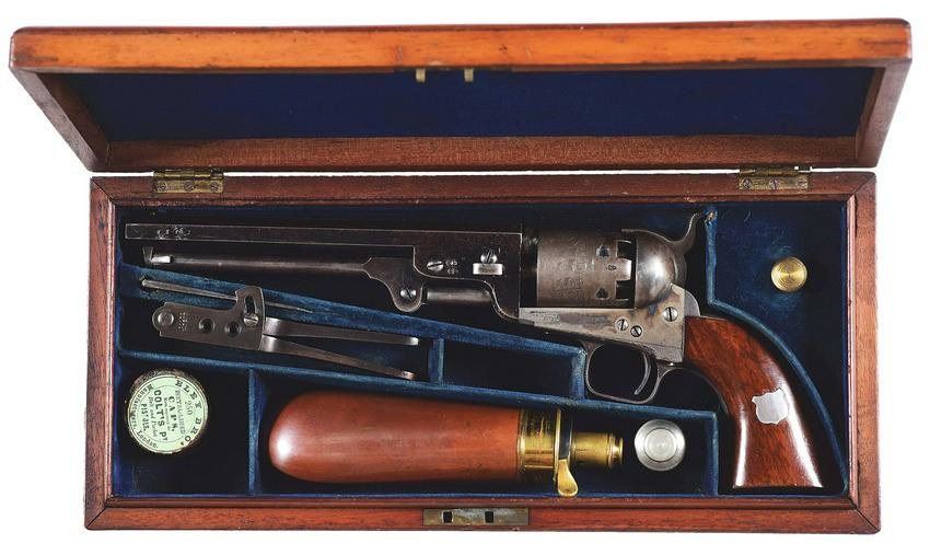(A) CASED LONDON COLT 1851 NAVY PERCUSSION PISTOL.
