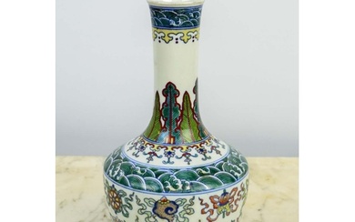A CHINESE FAMILLE VERTE BOTTLE VASE, Qianlong style, with fo...