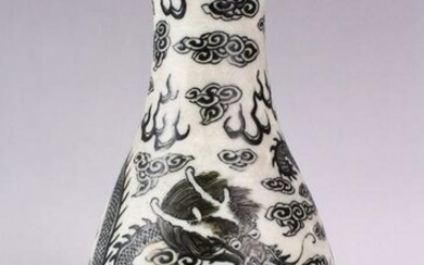 A CHINESE PORCELAIN DRAGON VASE, the dragon amongst