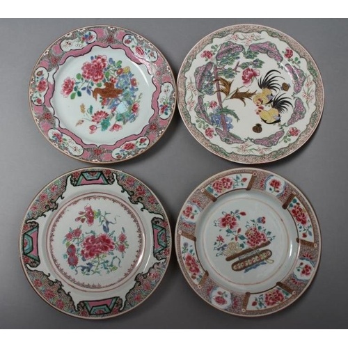 A CHINESE PORCELAIN FAMILLE ROSE PLATE centrally painted wit...