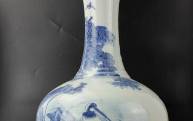 A Chinese Blue and White Crane and Peony Painted
