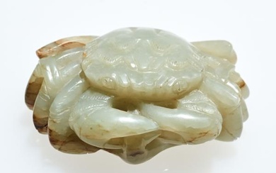 A Chinese Jade Carving of a Crab Width 2 1/2 "