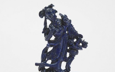 A Chinese Lapis Lazuli Carving of a Female Immortal