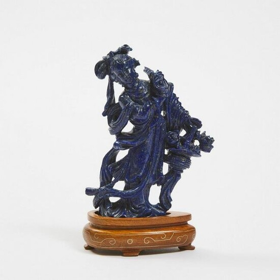 A Chinese Lapis Lazuli Carving of a Female Immortal