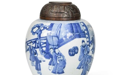 A Chinese blue and white ginger jar, Qing Dynasty, Kangxi (1662-1722)