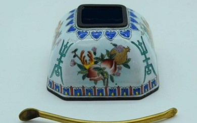 A Chinese enamelled salt pot together with a gilded