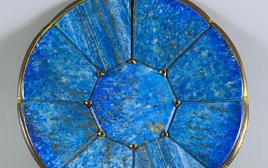 A Continental Gilt Metal and Polished Lapis Lazuli Dish,...
