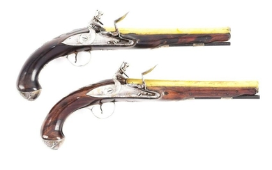 (A) FINE PAIR OF SILVER MOUNTED OFFICER'S PISTOLS