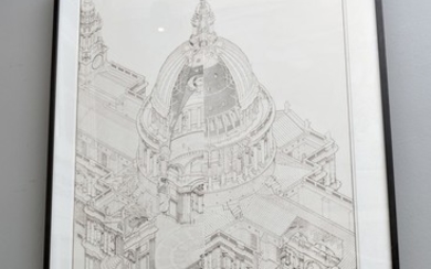 A FRAMED CONSTRUCTION OF ST PAULS CATHEDRAL 118 x 77cm